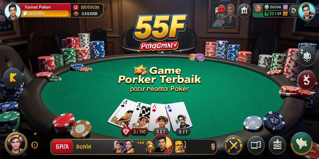Tampilan gameplay Poker yang mendebarkan di 555F.