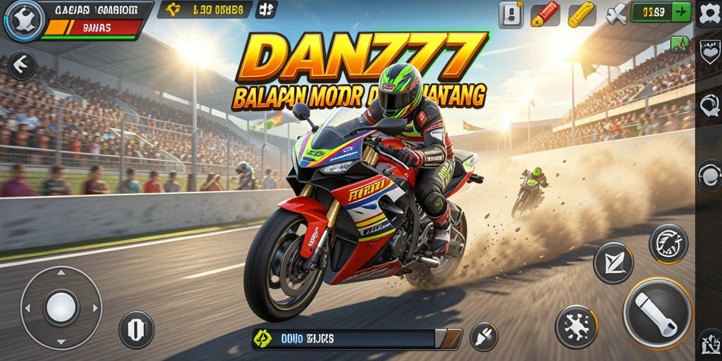 Tampilan gameplay seru dalam balapan motor di DAN777.