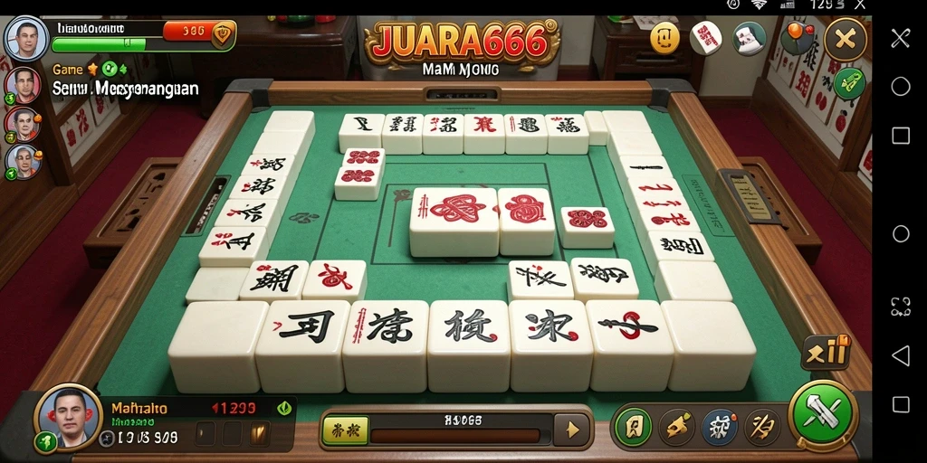 Screenshot JUARA666 menampilkan gameplay seru dengan papan Mahjong yang penuh warna.