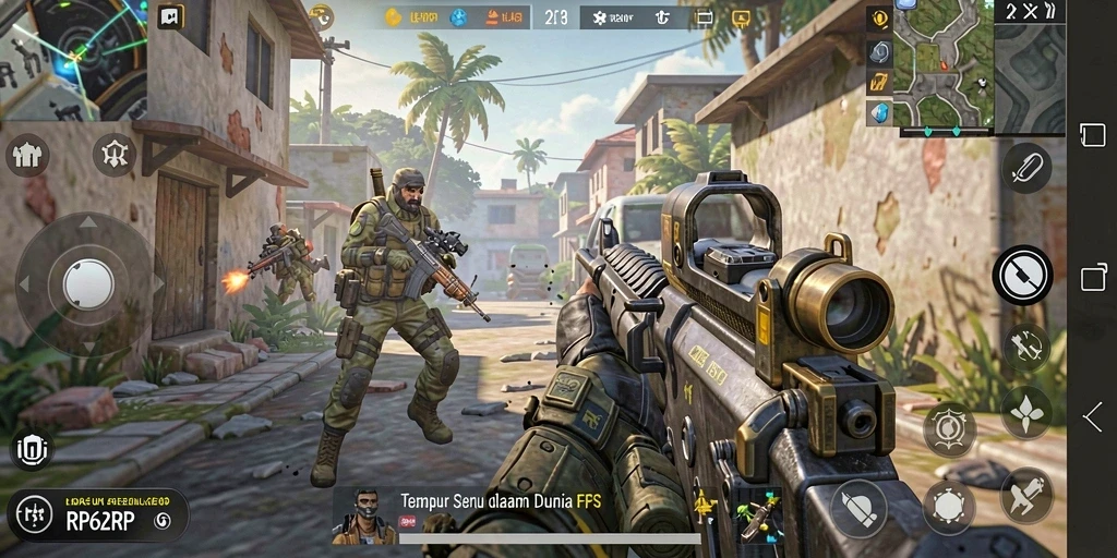 Tampilan menegangkan dari gameplay FPS di RP62RP.