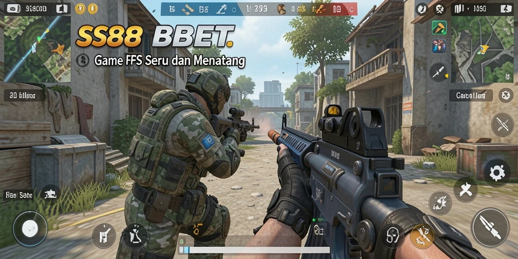 Screenshot utama SS88BET menampilkan aksi gameplay FPS yang mendebarkan.