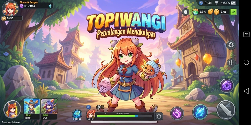 Gameplay TOPIWANGI menampilkan aksi karakter anime yang seru.