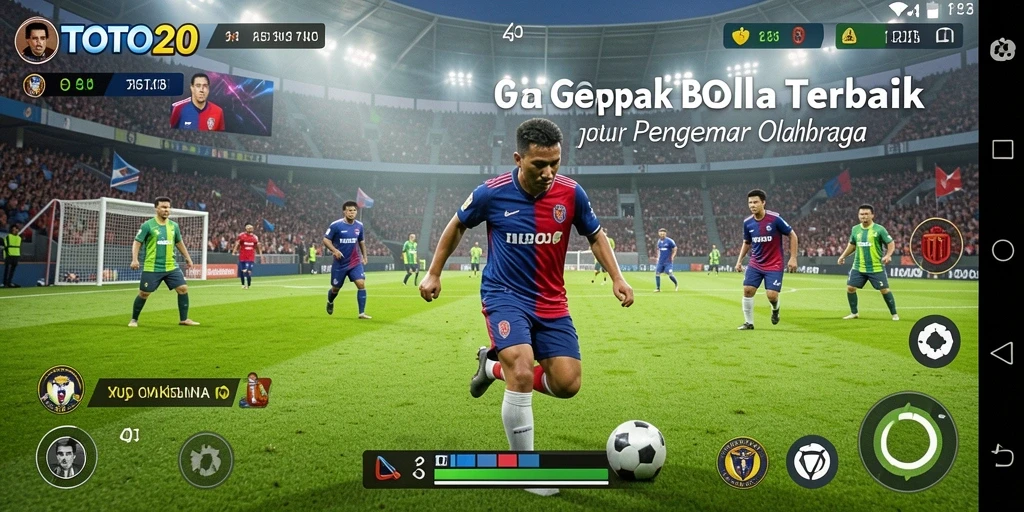 Tampilan gameplay TOTO20 yang mendebarkan di lapangan sepak bola.
